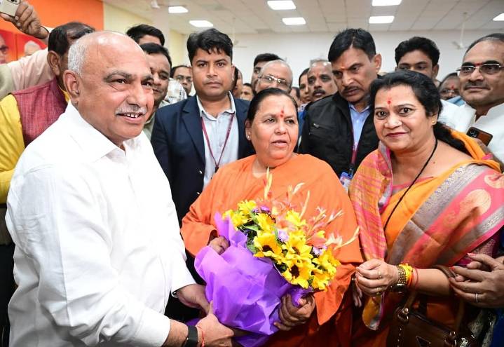 MP News: Former Chief Minister Uma Bharti Meets CM Mohan Yadav, Hemant Khandelwal To Discuss Cow Preservation In State