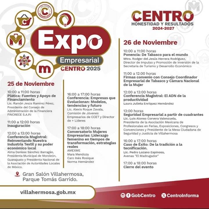 Inicia este martes la Expo Empresarial Centro 2025