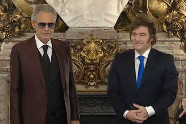 Milei recibió a Andrea Bocelli en la Casa Rosada: Distinción oficial y un mini recital exclusivo