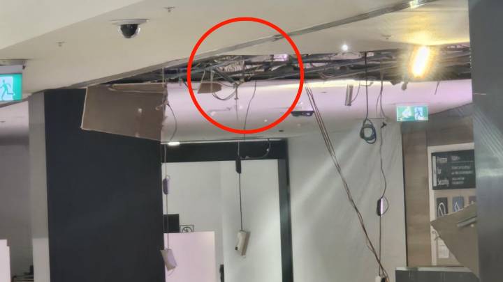 Shock as Sydney Airport ceiling collapses and flights delayed after severe storm smashes large parts of NSW