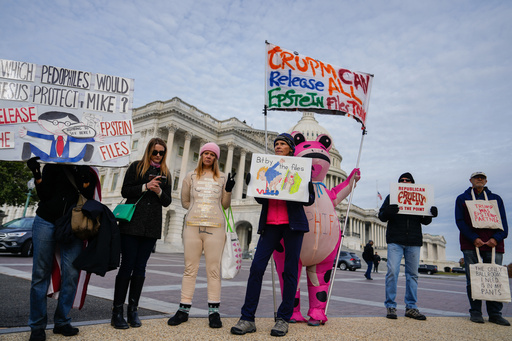 Photos of Marjorie Taylor Greene standing with Epstein survivors before the vote on Epstein files