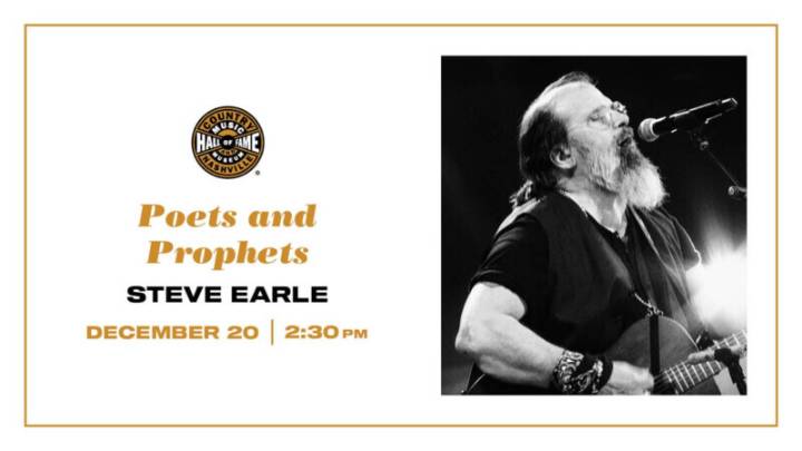 Country Music Hall of Fame to Feature Steve Earle in Poets and Prophets Interview Series