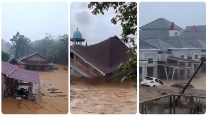 Las impactantes imágenes de fuertes inundaciones en varias regiones de Indonesia causadas por lluvias repentinas