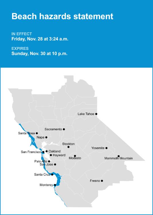 Beach hazards statement affecting Bay Area Shorelines until Sunday night