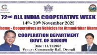 Sikkim to celebrate 72nd Co-op Week across six districts