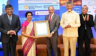 Nara Bhuvaneswari honoured with two prestigious awards in London; Naidu, Lokesh hail her achievements