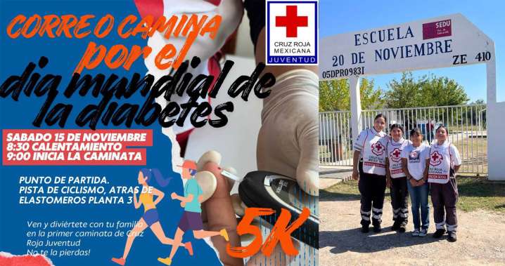 Primera caminata por la prevención de la diabetes será organizada por jóvenes de Cruz Roja en Acuña