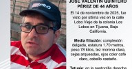 Se busca a José Valentín Quintero Pérez de 44 años