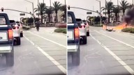 California Horror: Teen Biker Runs Red Light, Bike Smashes Into Car And Bursts Into Flames Yet Miraculously Survives Crash