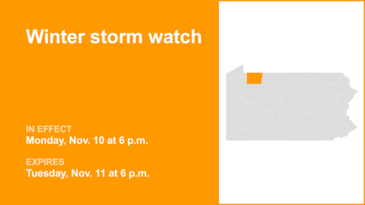 Winter storm watch in place for Warren County for Monday and Tuesday