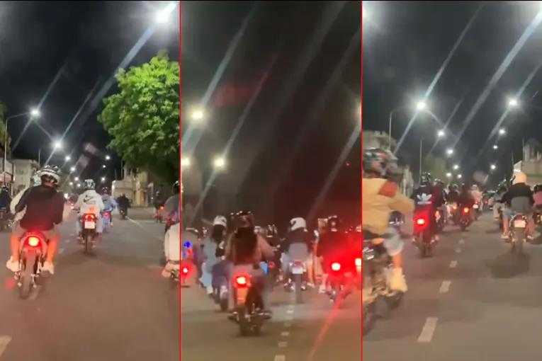Caravanas de decenas de motos alteraron la tranquilidad nocturna en la ciudad: videos