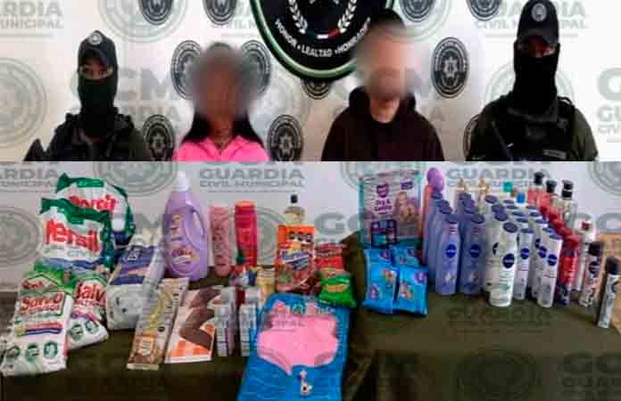 Pareja de farderos es atrapada entienda Aurrerá