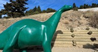 'Is our dinosaur gone?' Iconic green Sinclair mascot takes a hike up Bozeman's 'M'