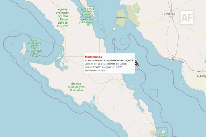 SSN registra un sismo de 5.5 en BCS este viernes 7 de noviembre