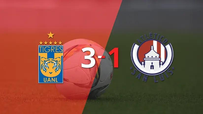 Liga MX: Tigres supera por 3-1 a Atl. de San Luis tras dar vuelta el partido