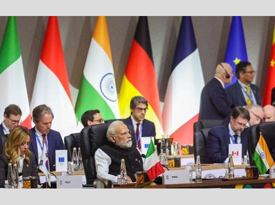 PM Modi calls for rethinking parameters for global development, outlines three new initiatives at G20 Summit Photo Source; Narendra Modi's X account [ FULL VIEW ]
