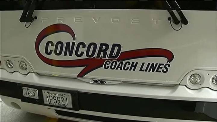 Man hurt in fall from moving Concord Coach bus on I