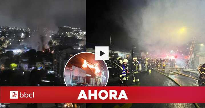 VIDEOS | Gigantesco incendio moviliza a más de 50 bomberos en Concepción: hay 2 viviendas afectadas