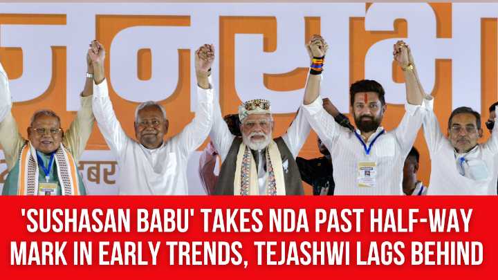 ‘Sushasan Babu’ takes NDA past half-way mark in early trends, Tejashwi lags behind