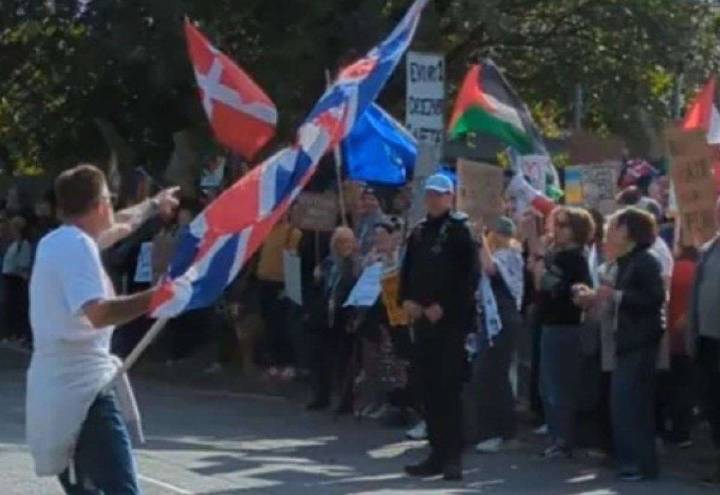 Police prepared ahead of protest and counter-demo at Napier Barracks in Folkestone, as Ukip leader set to attend