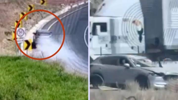 Captan volcadura de auto que iba a máxima velocidad en autopista de Tlaxcala