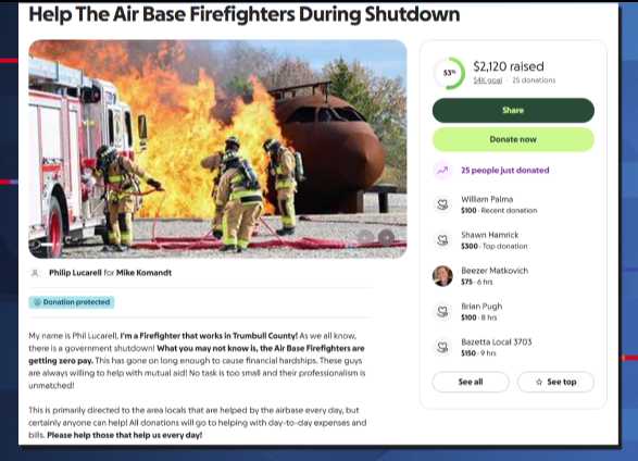 Liberty fire captain fundraising for YARS firefighters who haven't been paid due to govt. shutdown