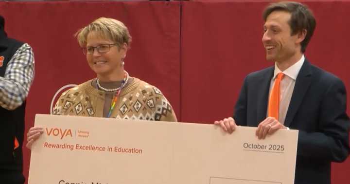 Crow Agency teacher receives surprise for innovative education program