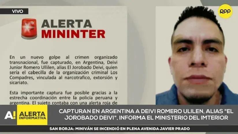 Capturan en Argentina al 'Jorobado Deivi', señalado como cabecilla de 'Los Compadres'