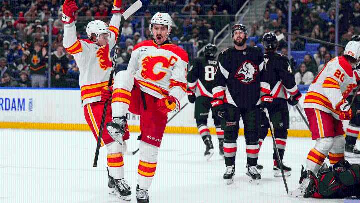 Flames score 4 times in 3rd, pull away from Sabres