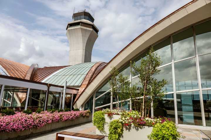 Knife-wielding man dies after being shot by police in airport terminal