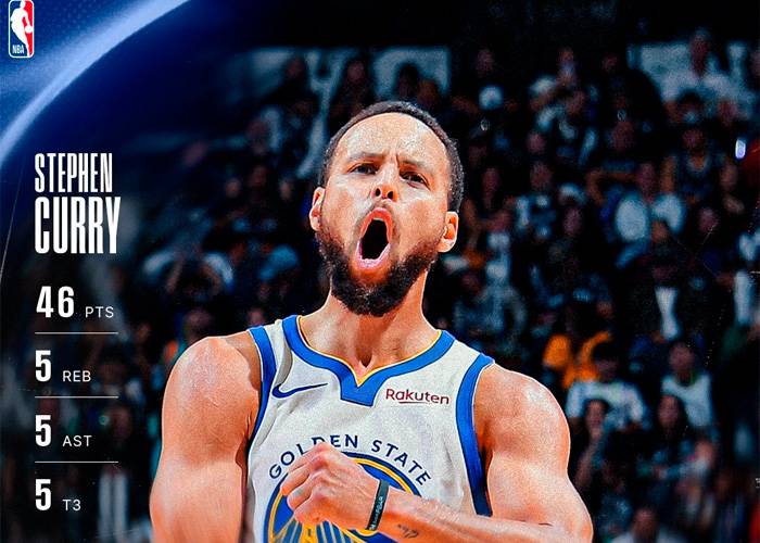 Stephen Curry, 46 puntos en triunfo de los Warriors 125×120 sobre los Spurs