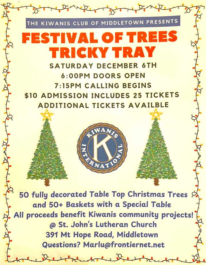 Kiwanis Club to host “Festival of Trees” Tricky Tray on Dec. 6