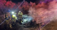 Driver jumped from burning car