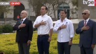 Presidente José Jerí lidera ceremonia de izamiento de bandera en plaza San Martín