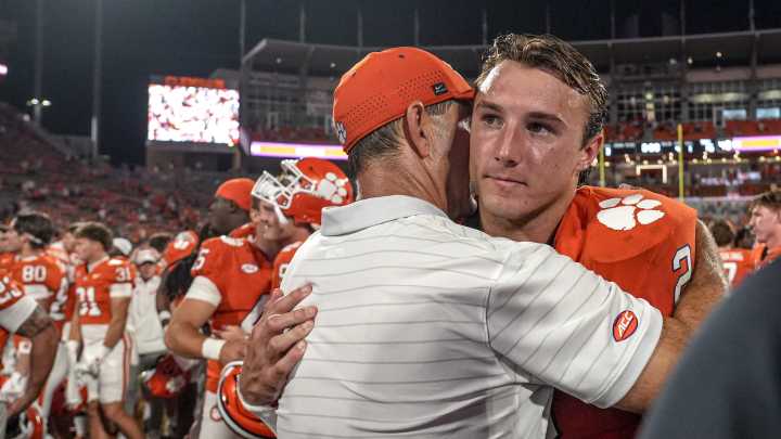 Dabo Swinney reacts to Clemson QB Cade Klubnik's toughness