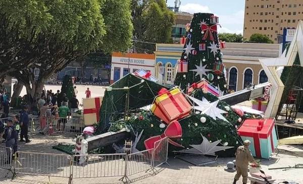 Un árbol navideño de 32 metros se desplomó mientras lo instalaban y mató a un hombre