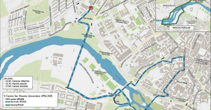 Estos son los cortes de tráfico por la X Carrera y Marcha San Silvestre Universitaria UPSA 2025