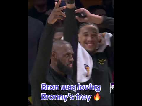 LeBron's reaction to Bronny's 3 🔥