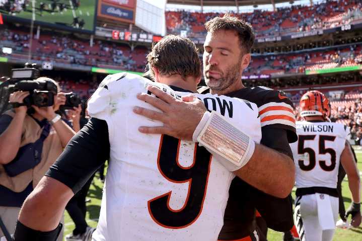 Bengals quarterback Joe Burrow explains his relationship with teammate Joe Flacco after they faced off in Week 1