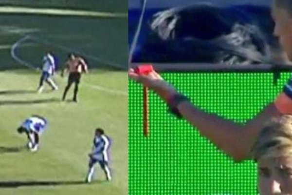 Le arrojaron un martillo de emergencia al árbitro Falcón Pérez y la transmisión captó el momento del impacto