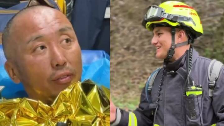 Emotivo encuentro entre el norteamericano Tenzing Namgyl y el bombero que lo rescató tras desaparecer en los cerros orientales de Bogotá