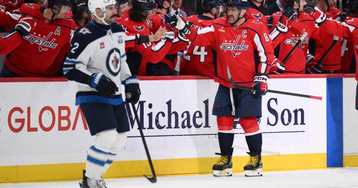 Ovechkin scores 908th goal as Capitals down Winnipeg Jets 4