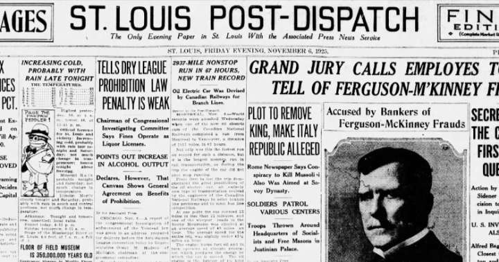 See the Nov. 6, 1925, front page: Plot to remove king, make Italy republic alleged