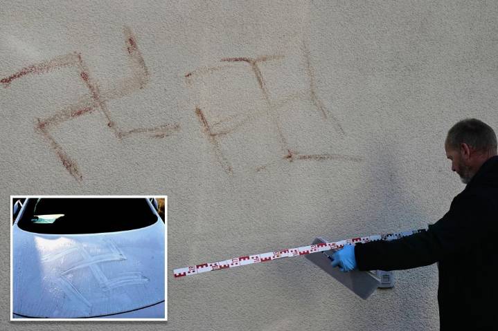 German man accused of painting swastikas with own blood on buildings, dozens of cars