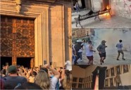 Manifestantes causan destrozos en Palacio de Gobierno de Michoacán