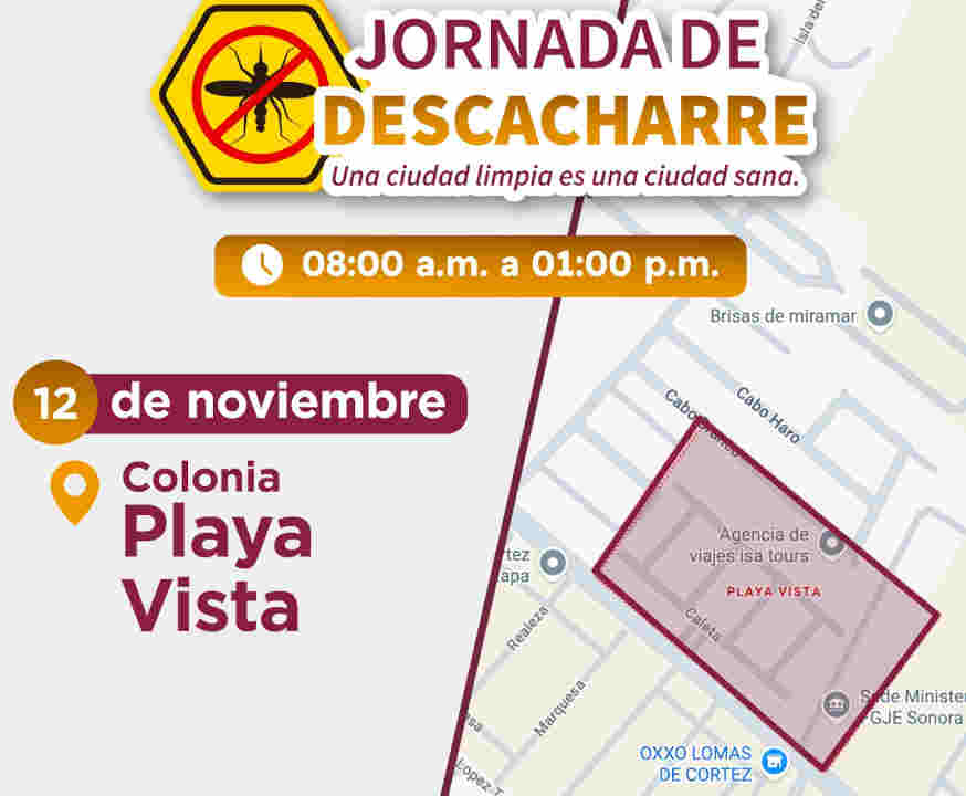 Promueve Ayuntamiento de Guaymas Jornada de descacharre del 10 al 14 de noviembre