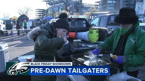 Philadelphia Eagles fans tailgate early ahead of Chicago Bears Black Friday game