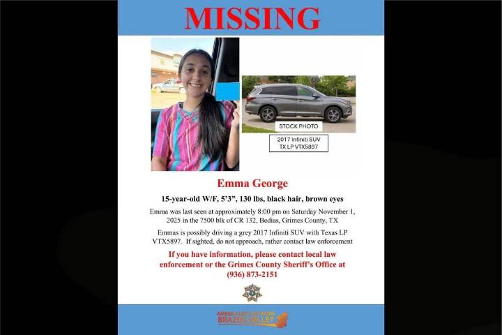 Missing Texas Teen Emma George, 15, Last Seen in Grimes County