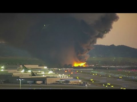UPS cargo plane's left wing caught fire and engine fell off just before fiery crash on takeoff in Ke