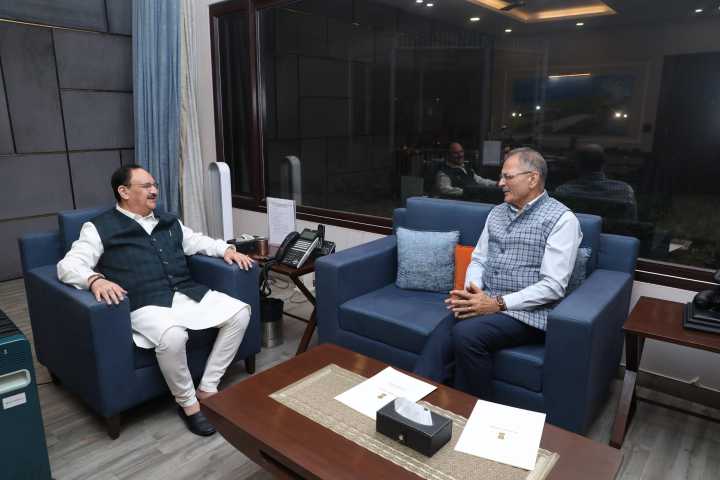LG Kavinder Gupta Calls On Union Health Minister JP Nadda In Delhi